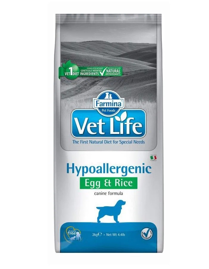 фото Сухой корм для собак farmina vet life hypoallergenic, гипоаллергенный, яйцо и рис, 2кг