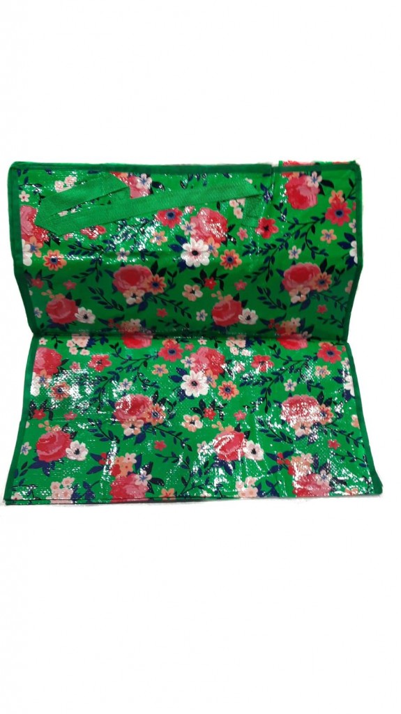 фото Двухслойная прочная хозяйственная сумка на молнии, 50х25х55 см (цвет: зелёный ) nobrand