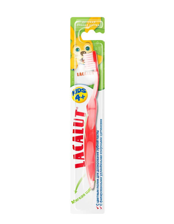 

Детская зубная щетка LACALUT Kids 4+ красный цвет, 4016369666654