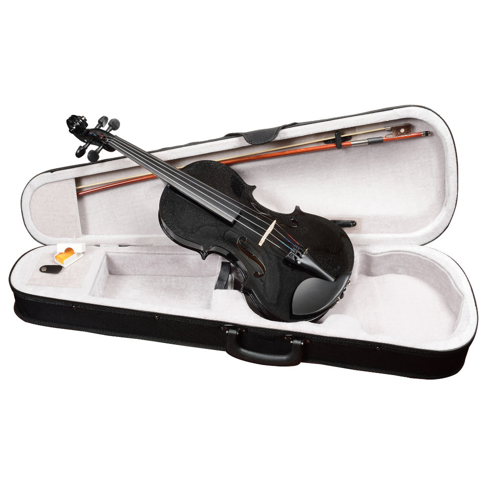 фото Чёрная скрипка antonio lavazza vl-20/bk 3/4 , кейс, смычок и канифоль в комплекте