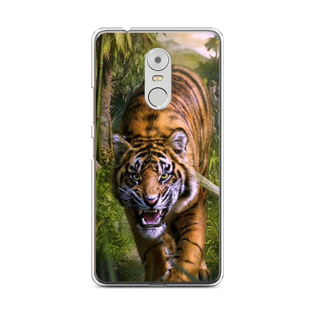 

Чехол на Lenovo K6 Note "Тигр в джунглях 2", Оранжевый;зеленый, 112250-1
