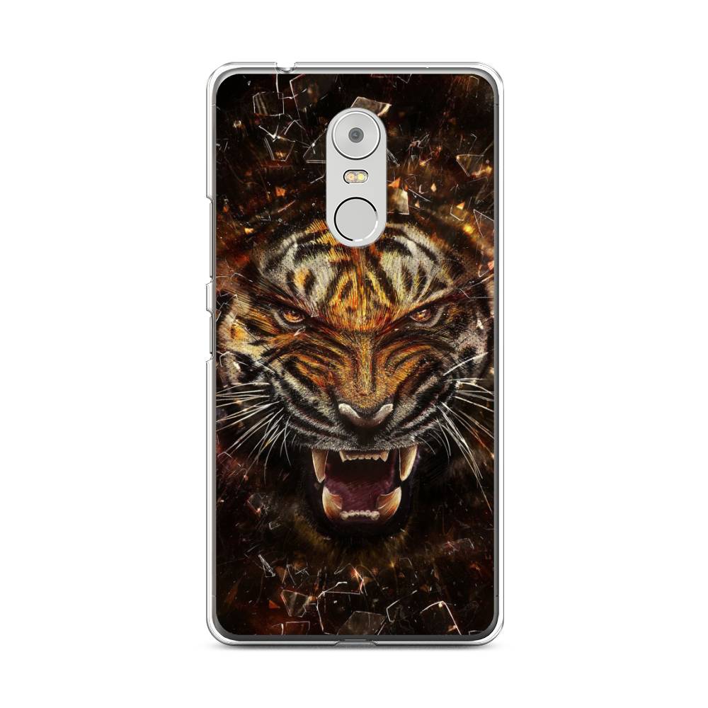 

Чехол на Lenovo K6 Note "Тигр осколки", Оранжевый;серый;черный, 112250-1