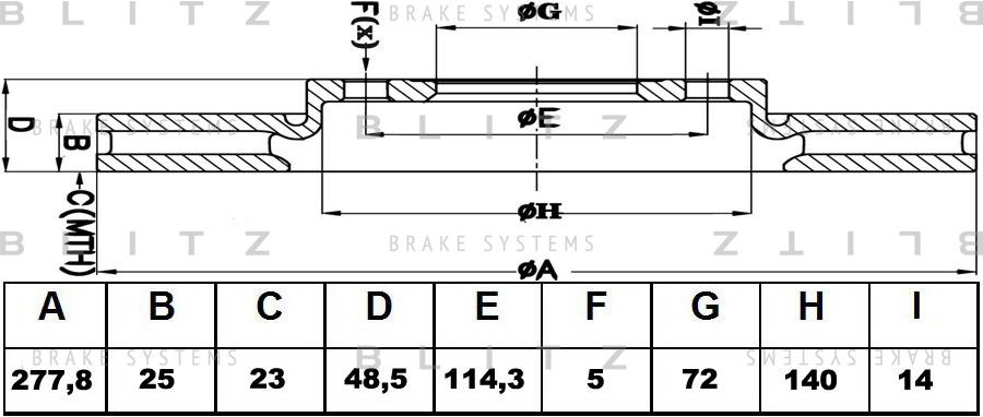 

BS0205 диск тормозной передний Mazda 3 1.4/1.6/1.6TD 03>