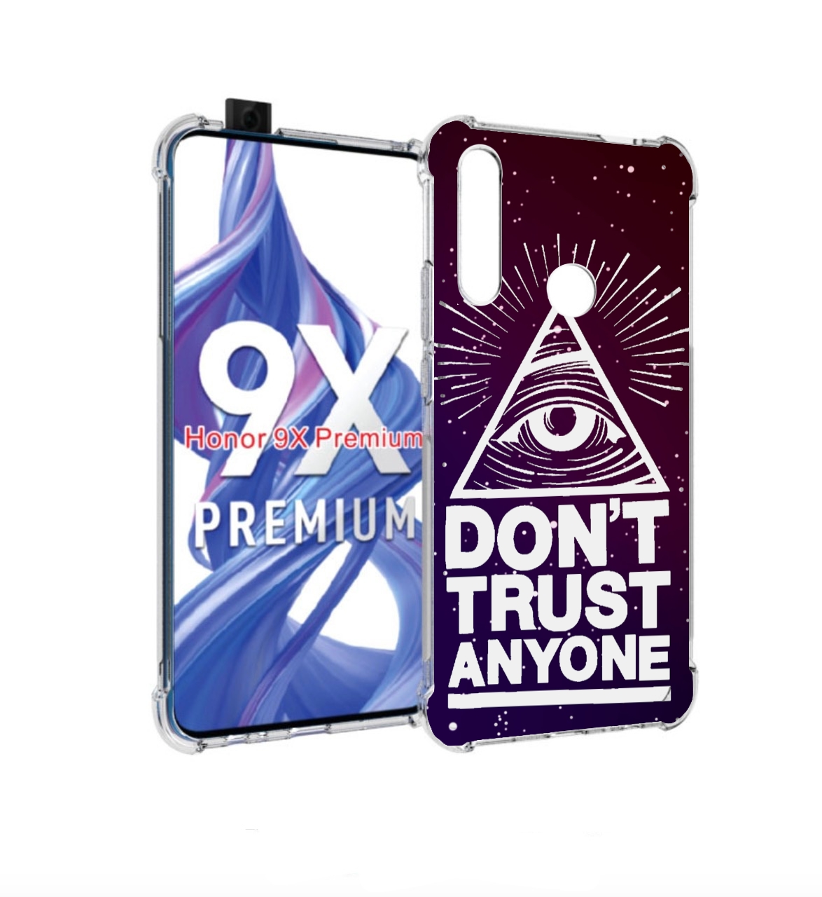 

Чехол бампер MyPads Не-доверяй для Honor 9X (STK-LX1)., Прозрачный, Tocco