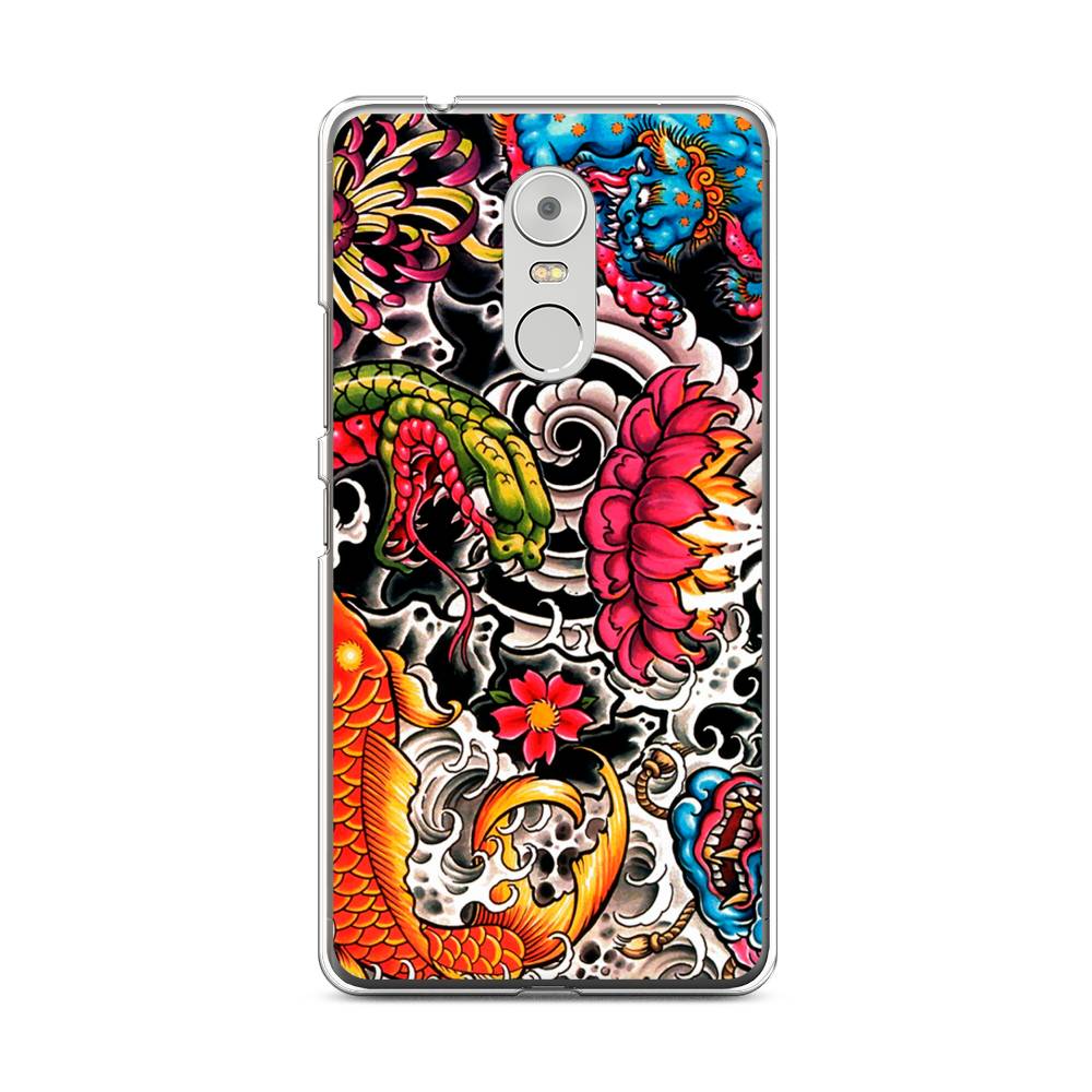 

Чехол на Lenovo K6 Note "Японское искусство", Красный;оранжевый;голубой, 112250-4