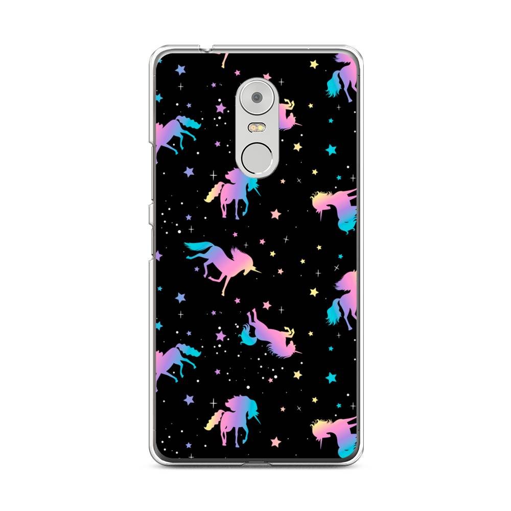 

Чехол на Lenovo K6 Note "Единороги градиент", Черный;розовый;голубой, 112250-1