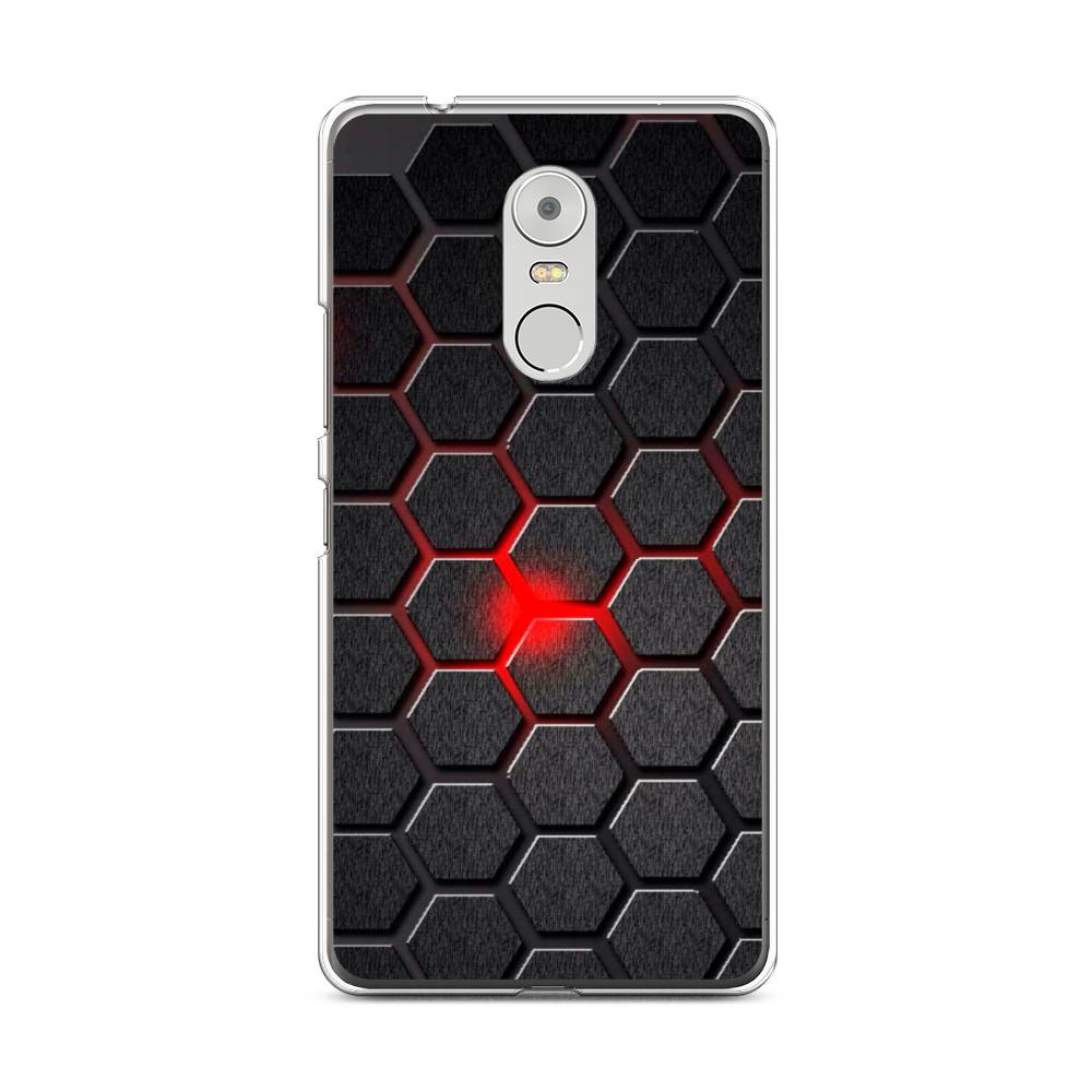

Чехол на Lenovo K6 Note "Соты красные", Красный;черный;серый, 112250-3