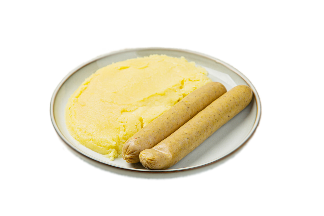

Колбаски ВкусВилл Карривурст с картофельным пюре и яблочным соусом 300 г