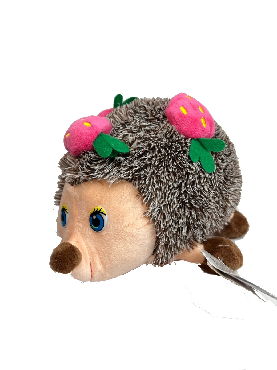 

Mягкая игрушка OkToys Ёжик с клубничкой 23 см, Серый