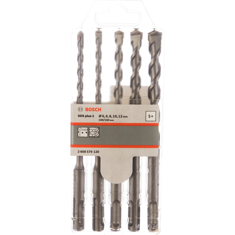 

Набор SDS plus-1 (6/6/8/10/12x160 мм, 5 шт.) Bosch 2608579120