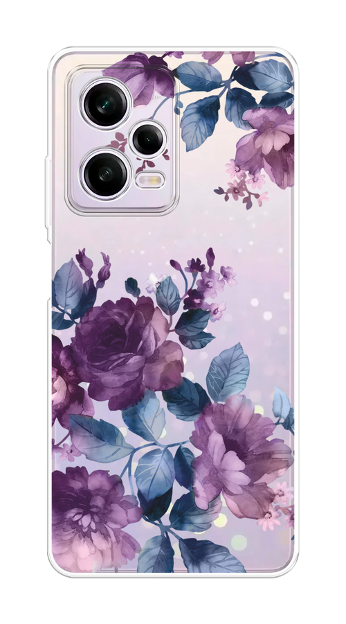 Чехол на Xiaomi Redmi Note 12 Pro 5G "Purple Blossoms" 317050-1 синий,  фиолетовый