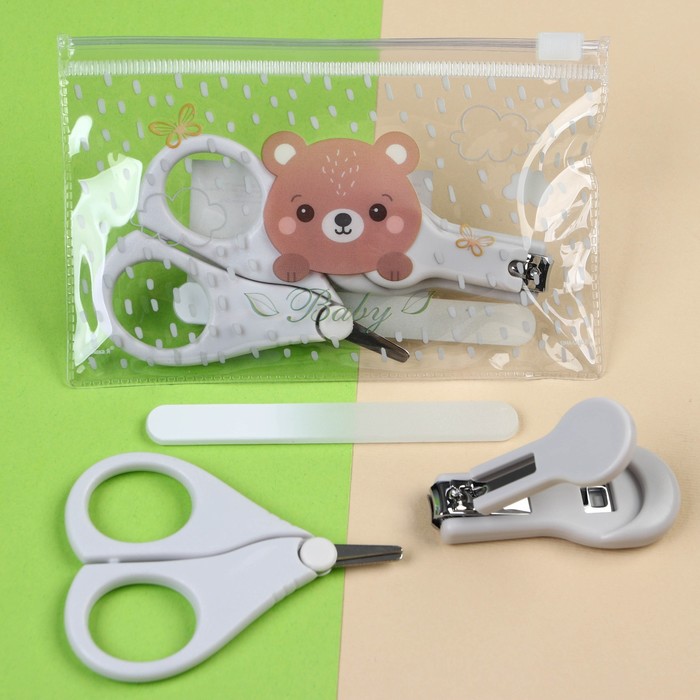 фото Маникюрный набор детский для самых маленьких мишка (ножницы+щипчики+пилка) крошка я
