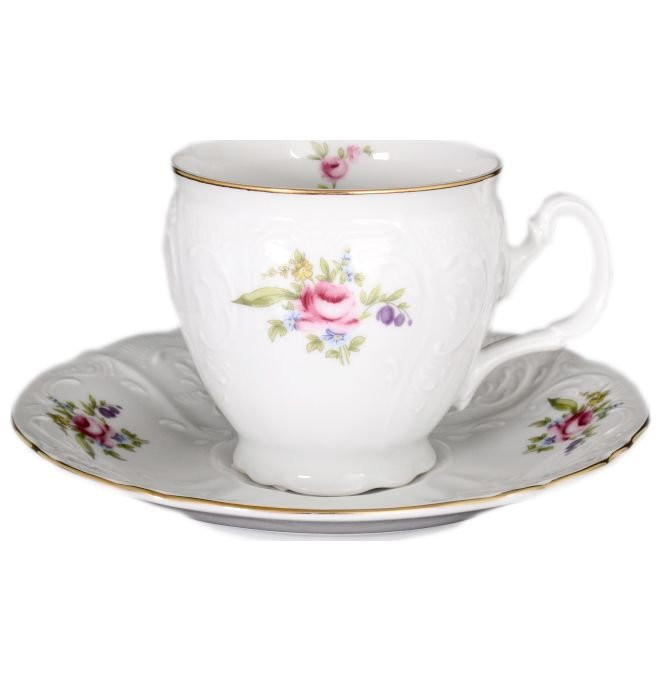 

Набор чайных пар 240 мл 6 шт высокие н/н Thun Бернадотт /Полевой цветок / 012467, Белый