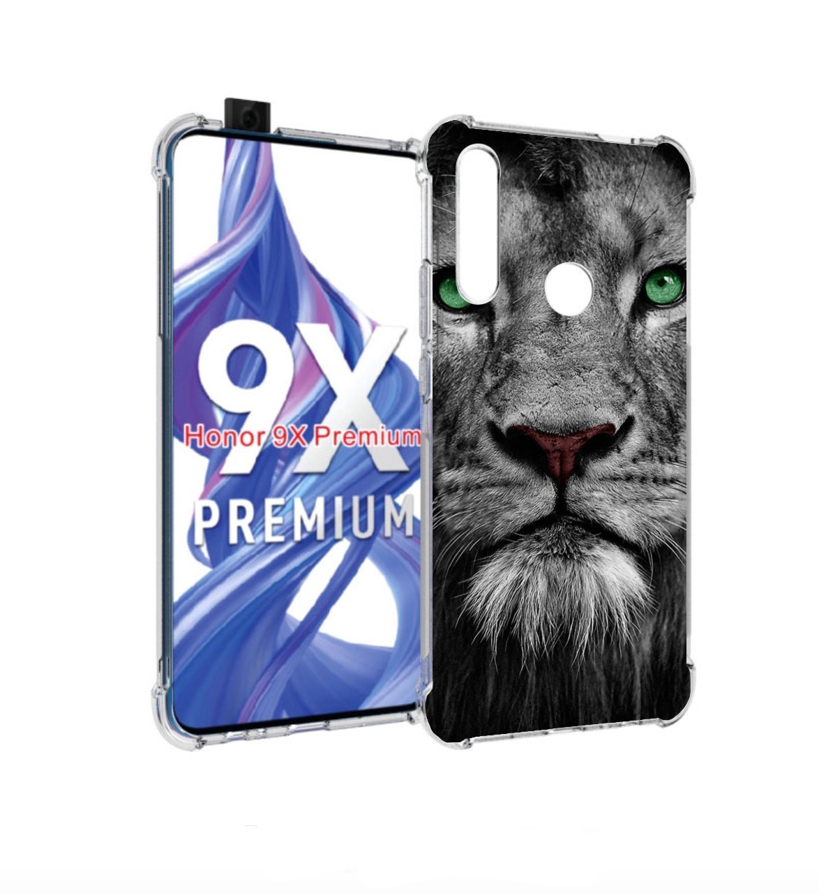 

Чехол бампер MyPads Лев-зеленоглазый мужской для Honor 9X (STK-L, Прозрачный, Tocco