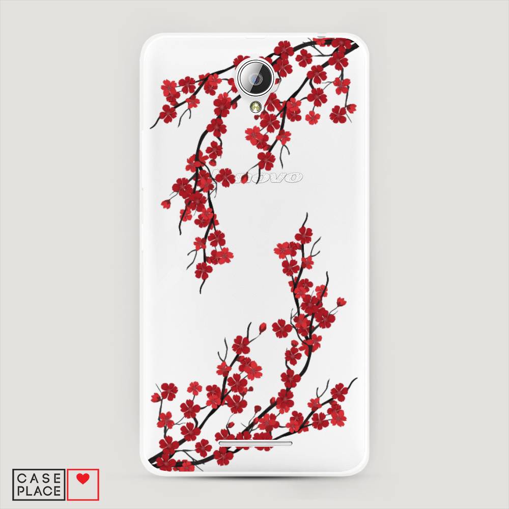

Чехол на Lenovo A5000 "Красная сакура", Красный;черный, 111950-2