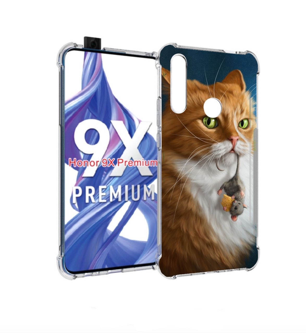 

Чехол бампер MyPads Кот-и-мышь для Honor 9X (STK-LX1)., Прозрачный, Tocco