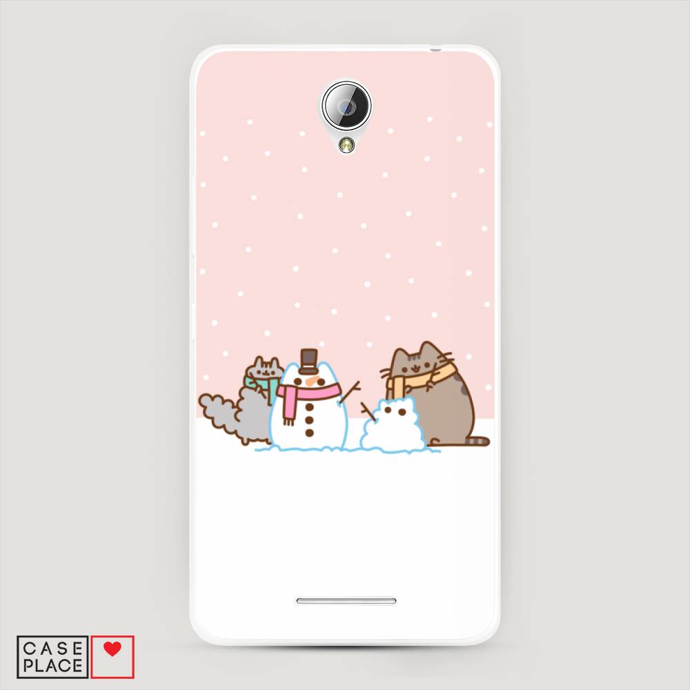 

Чехол на Lenovo A5000 "Котики в снегу", Розовый;белый;серый, 111950-5