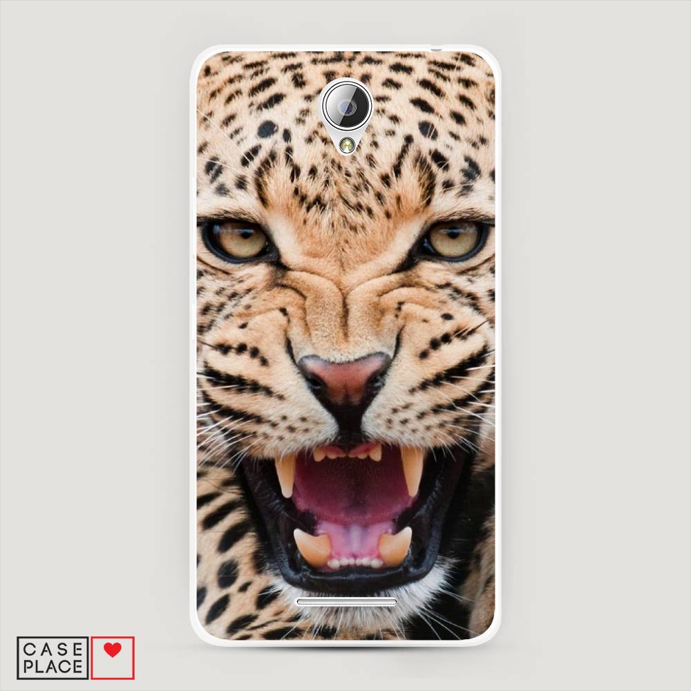 

Чехол на Lenovo A5000 "Леопард 3d", Бежевый;черный, 111950-6
