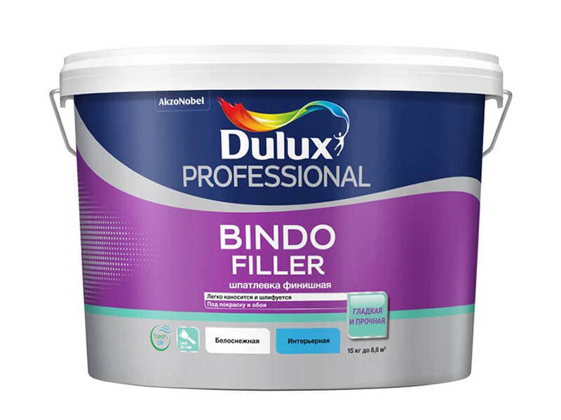 фото Шпатлевка для стен и потолков dulux professional bindo filler финишная 15 кг