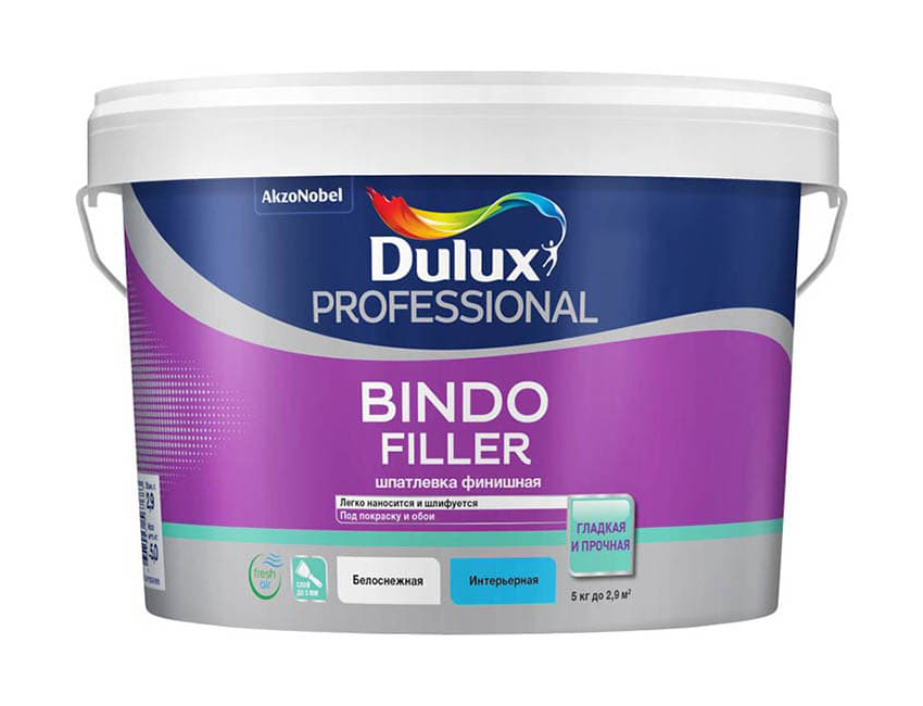 фото Шпатлевка для стен и потолков dulux professional bindo filler финишная 5 кг