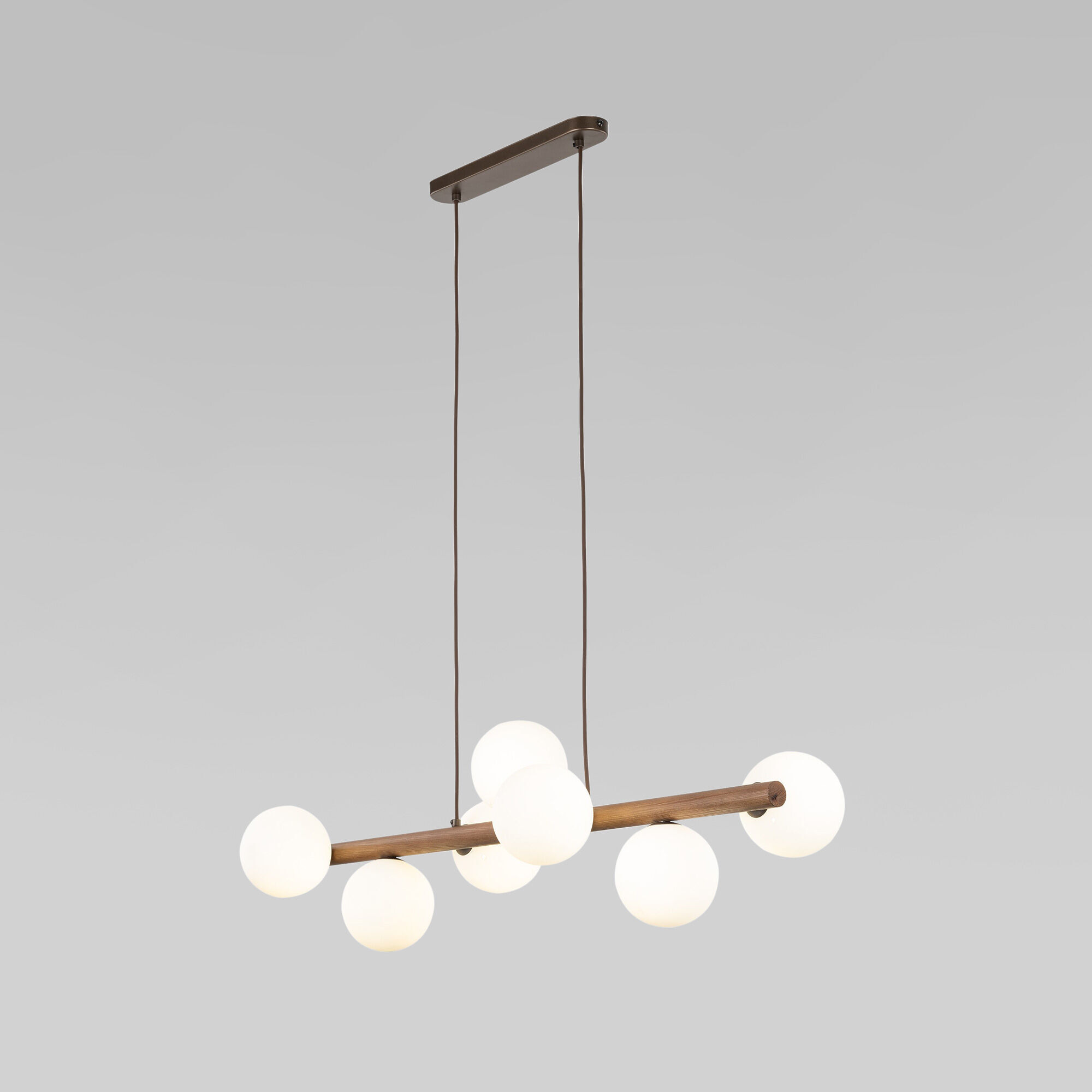 Подвесная люстра на семь стеклянных плафонов TK Lighting Estera Wood 10272 G9 коричневый