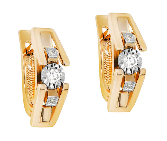 

Серьги из желтого золота с бриллиантом Kabarovsky 12-21466-1000, 12-21466-1000