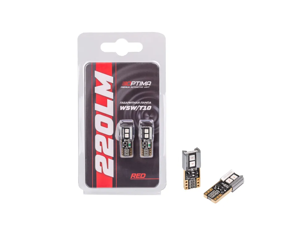 

Лампы Optima Premium W5W (КРАСНЫЕ) LG 220 Chip CAN (2шт.)