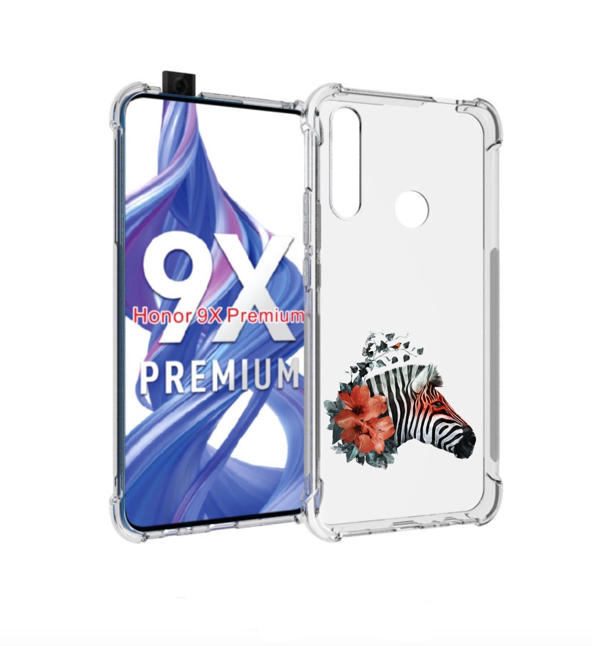 

Чехол бампер MyPads Зебра с цветами для Honor 9X (STK-LX1), Прозрачный, Tocco