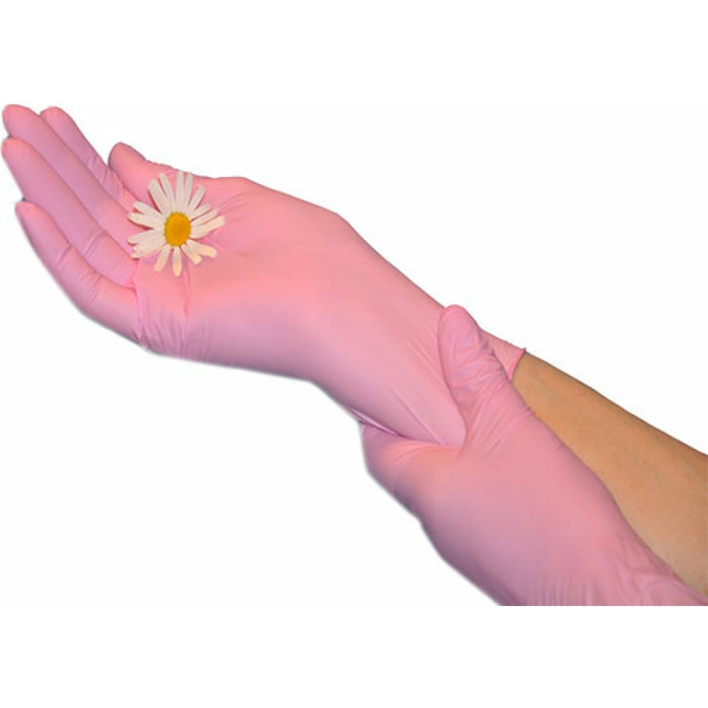 фото Нитриловые перчатки ecolat pink 100 шт./уп. размер xs, 3435/xs