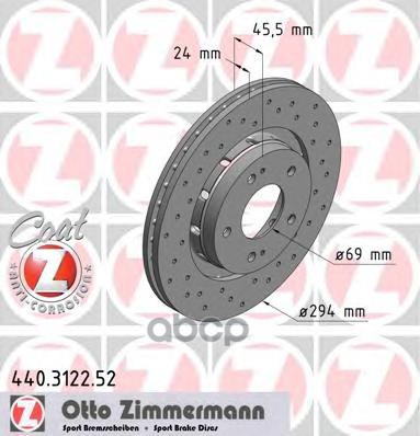 

Диск Торм. Citroen C-Crosser 07-> (Sport Z) Zimmermann арт. 440.3122.52