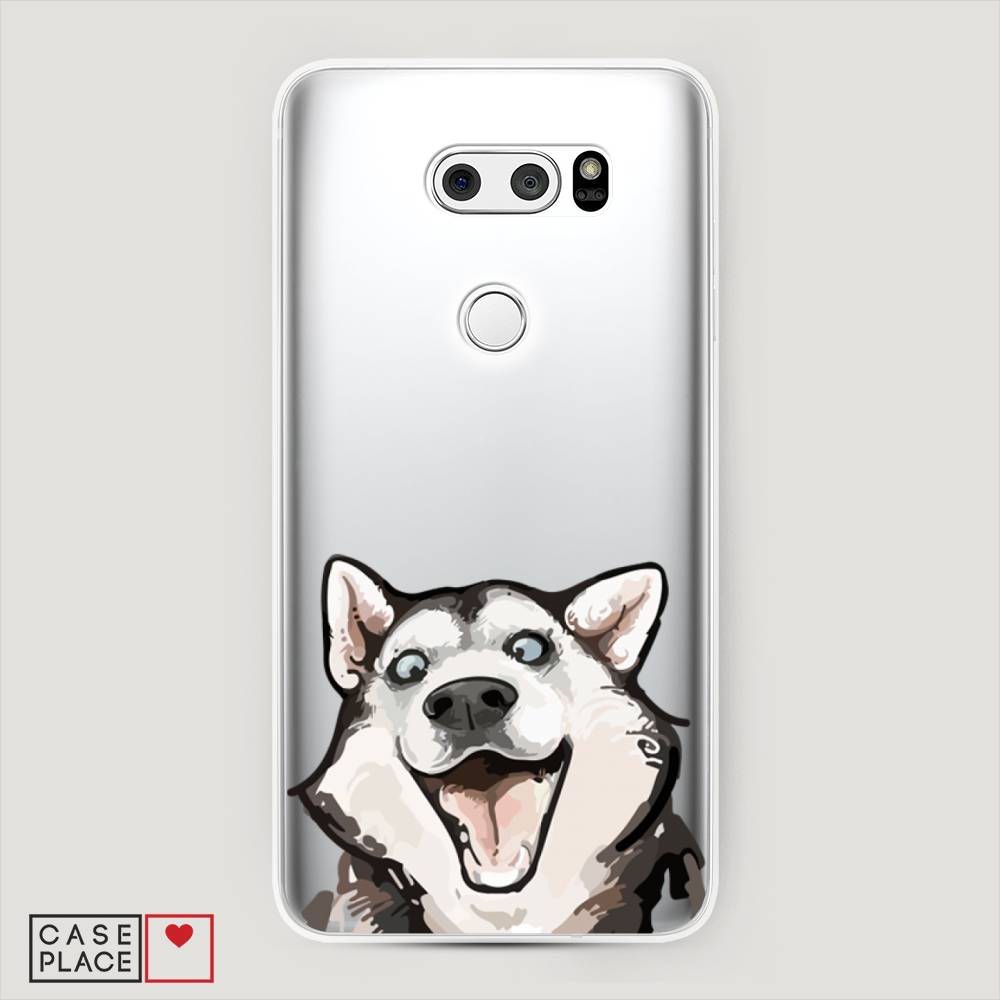 

Чехол Awog на LG V35 ThinQ "Радостный хаски", Белый;голубой;черный, 83650-1