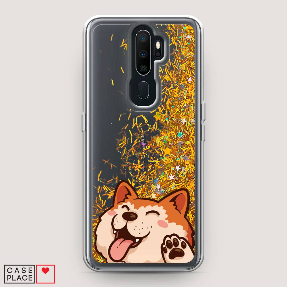 

Жидкий чехол с блестками "Акита-ину машет" на Oppo A9 (2020), 251990-1