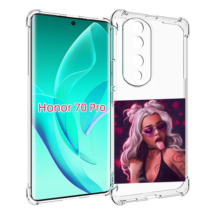 

Чехол MyPads блестящий-язык женский для Honor 70 Pro / 70 Pro Plus, Прозрачный, Tocco