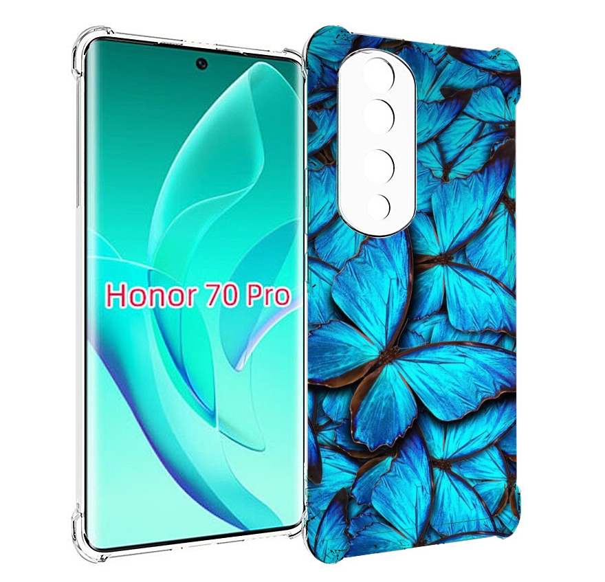 

Чехол MyPads бирюзовые бабочки для Honor 70 Pro / 70 Pro Plus, Прозрачный, Tocco