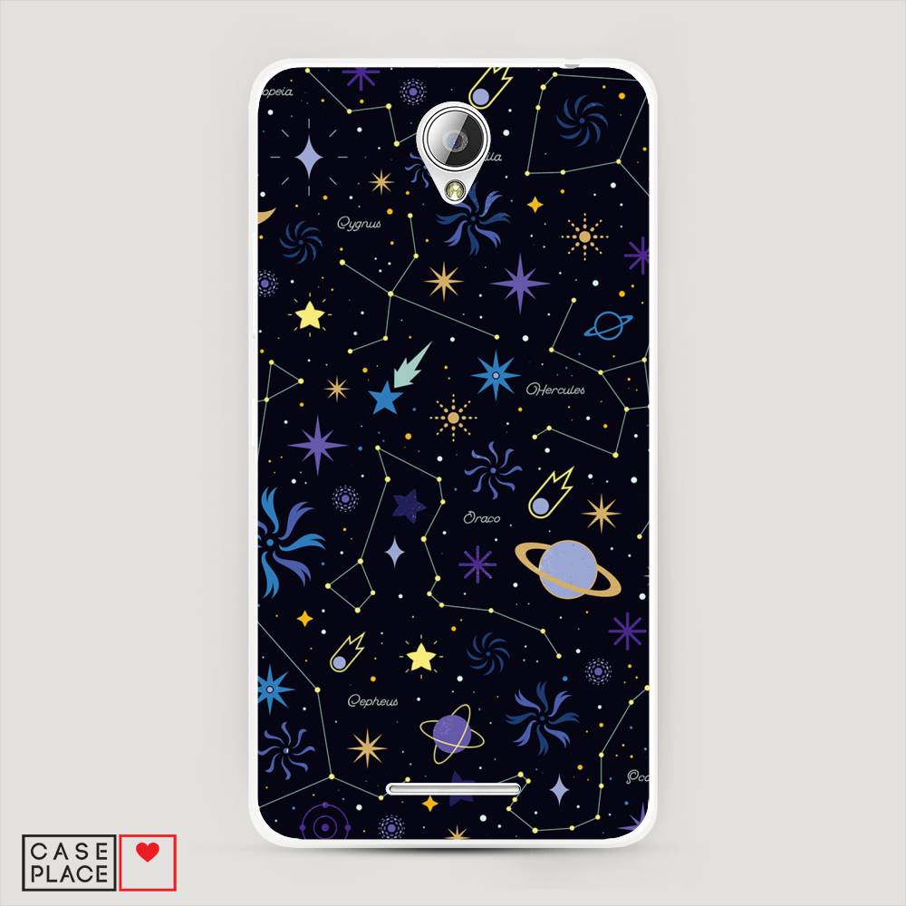 

Чехол на Lenovo A5000 "Цветной космос", Желтый, 111950-2