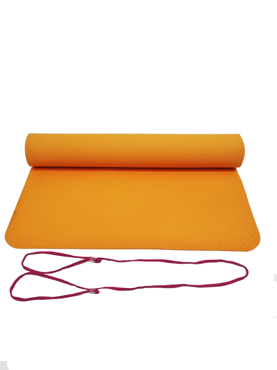 Коврик для йоги URM B01068 оранжевый 183 см, 4 мм
