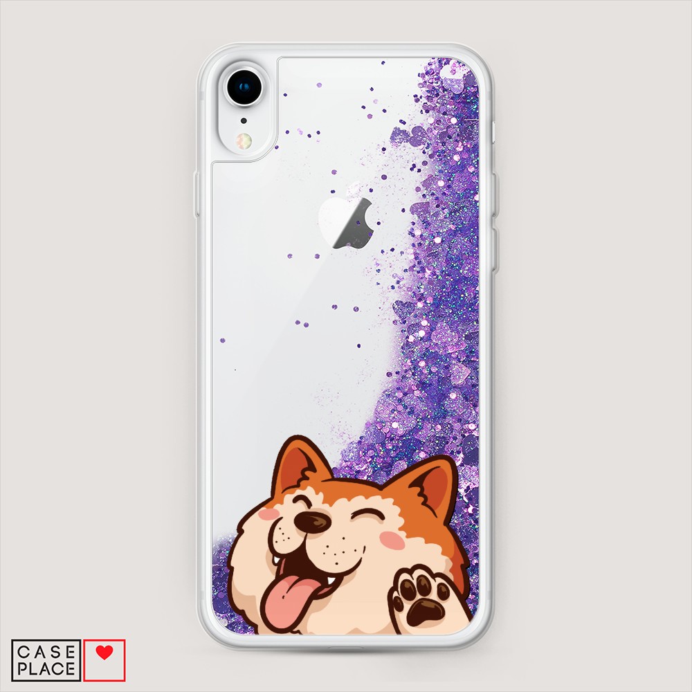 

Жидкий чехол с блестками "Акита-ину машет" на Apple iPhone XR (10R), 12092-1