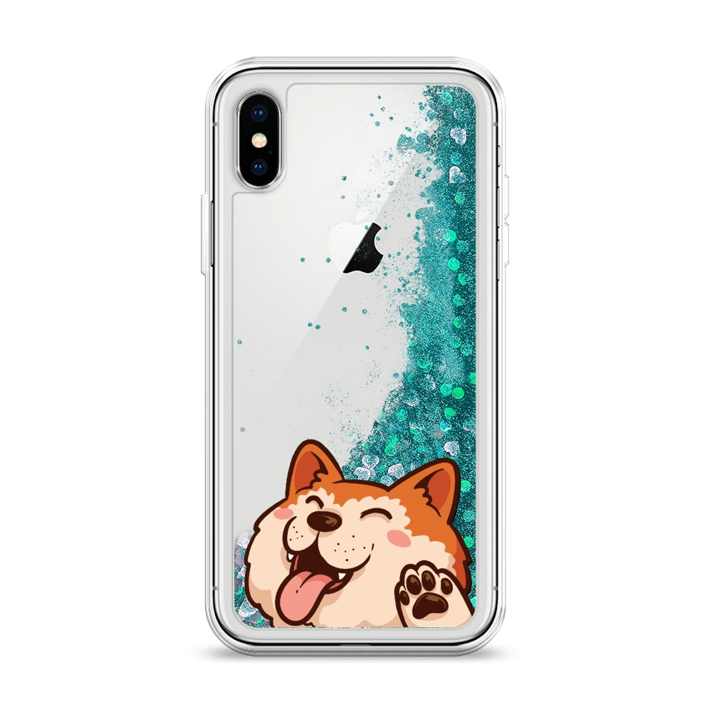 

Жидкий чехол с блестками "Акита-ину машет" на Apple iPhone X (10), 11095-1