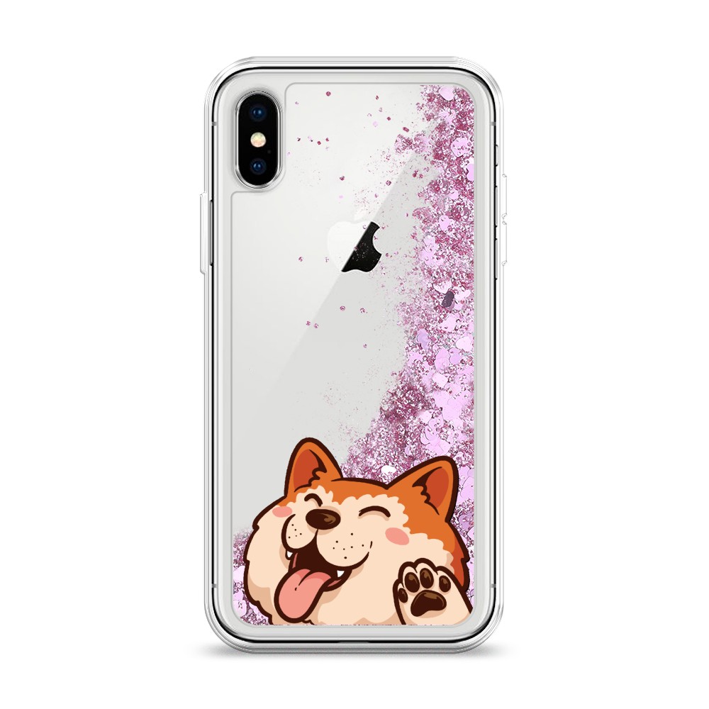 

Жидкий чехол с блестками "Акита-ину машет" на Apple iPhone X (10), 11094-1