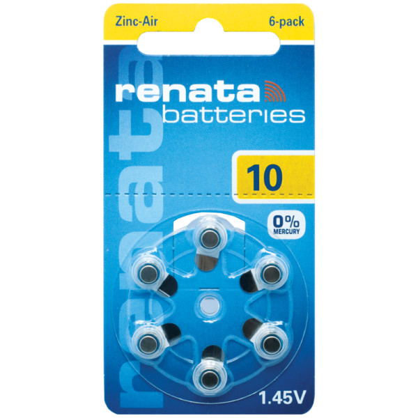 

Батарейка Renata ZA 10 (PR70) 6 шт. в упаковке, ZA10