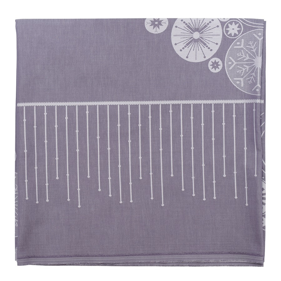 Скатерть из хлопка фиолетово-серого цвета Ледяные узоры, new year essential, 180х260см