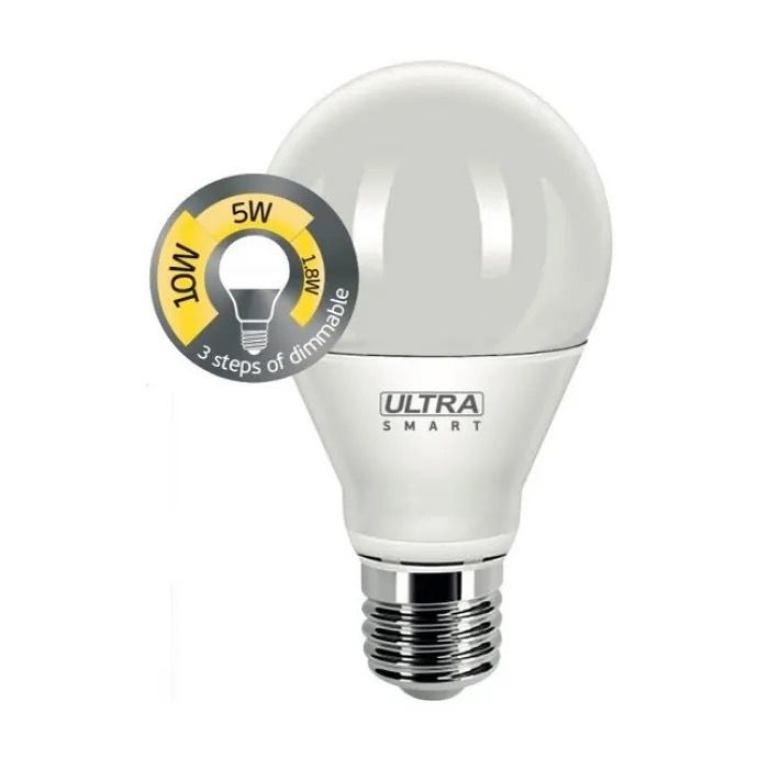 фото Светодиодная лампочка led a60 10w e27 3000k smart dim регулировка обычным выключателем ultra led