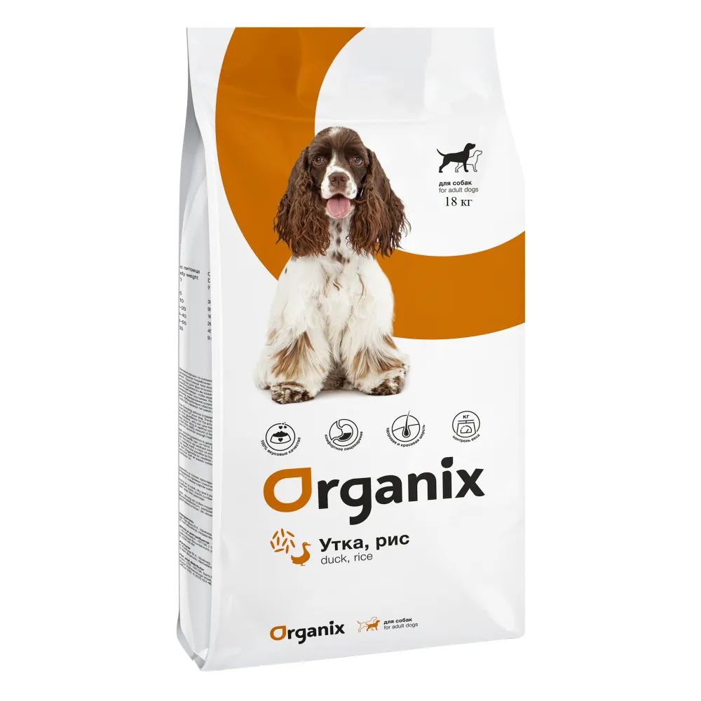 

Сухой корм для собак Organix Контроль веса, утка и рис, 18 кг