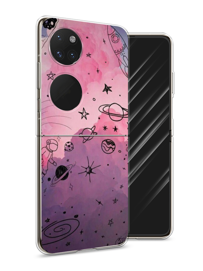

Чехол Awog на Huawei P50 pocket "Радуга планет 3", Черный;розовый, 6107450-4