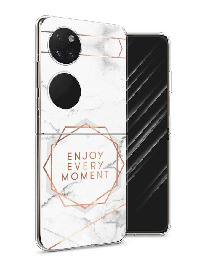 

Чехол Awog на Huawei P50 pocket "Enjoy every moment мрамор", Белый;розовый;серый, 6107450-7