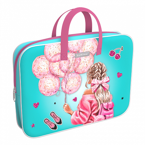 

Папка для тетрадей ErichKrause Girly Day 57593 текстиль/на молнии A4+, Бирюзовый