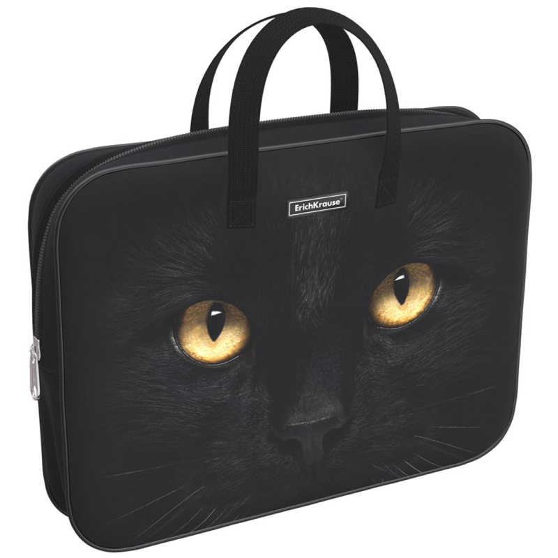 

Папка для тетрадей ErichKrause Black Cat 57412 текстиль/на молнии A4+