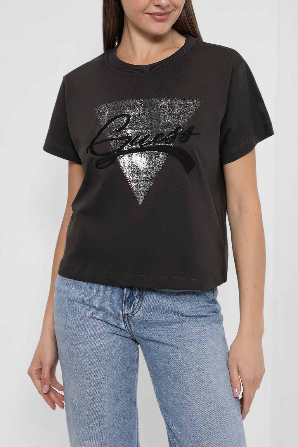 

Футболка женская Guess Jeans W2BI18 K8FQ4 черная M, W2BI18 K8FQ4