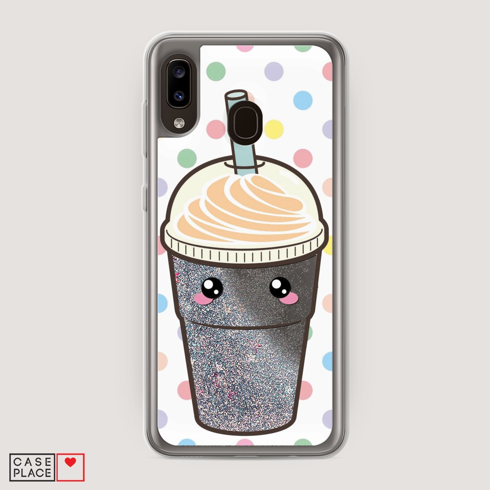 

Жидкий чехол с блестками "Милый стакан" на Samsung Galaxy A20, 27691-1