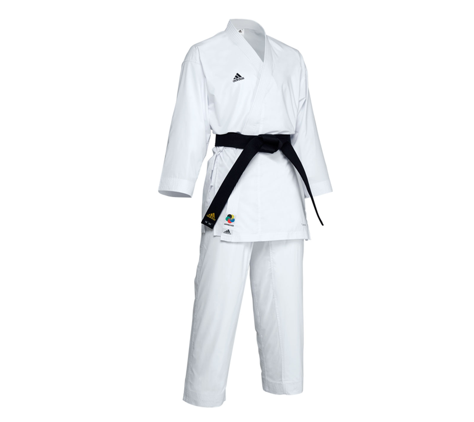 Кимоно для карате AdiLight Primegreen WKF белое с черным логотипом (размер 190 см)